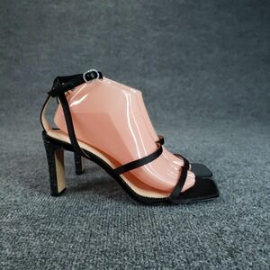 J.CREW Shoes Womens Size 9 Black Strappy Leather Polyester Block Heel BP333